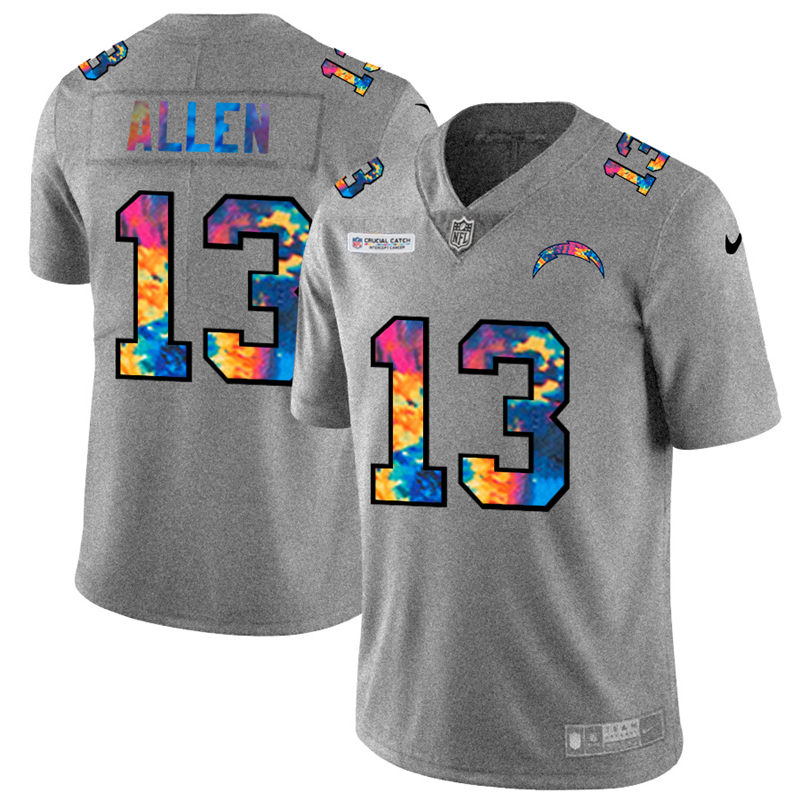 NFL Los Angeles Chargers #13 Keenan Allen Men Nike MultiColor 2020  Crucial Catch  Jersey Grey->new orleans saints->NFL Jersey